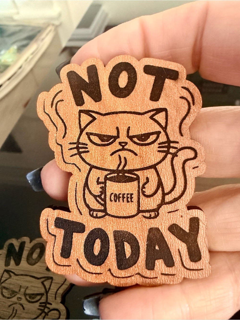 Set of 3 Handcrafted wood engraved magnets